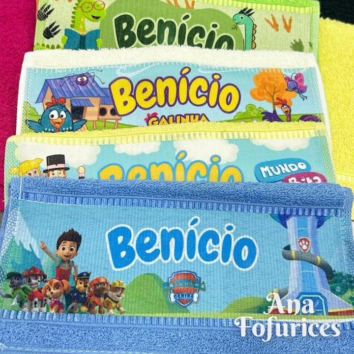 Toalhas personalizadas: toalhinhas de lancheira com nome Benício