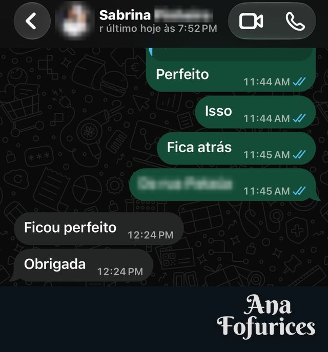 Print da conversa com Sabrina no WhatsApp